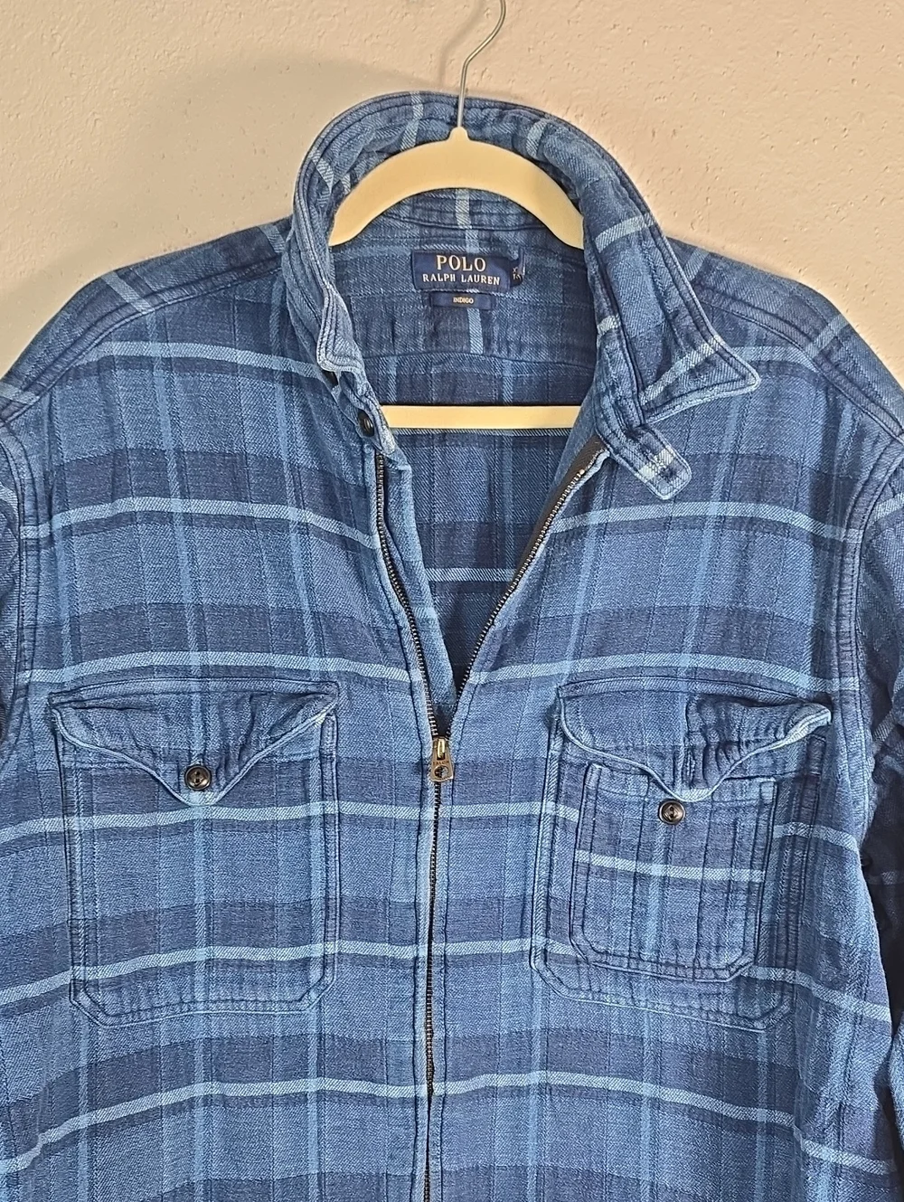 Polo by Ralph Lauren Navy & Light Blue Plaid Zip Shirt-Jacket